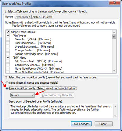 User Workflow Profiles