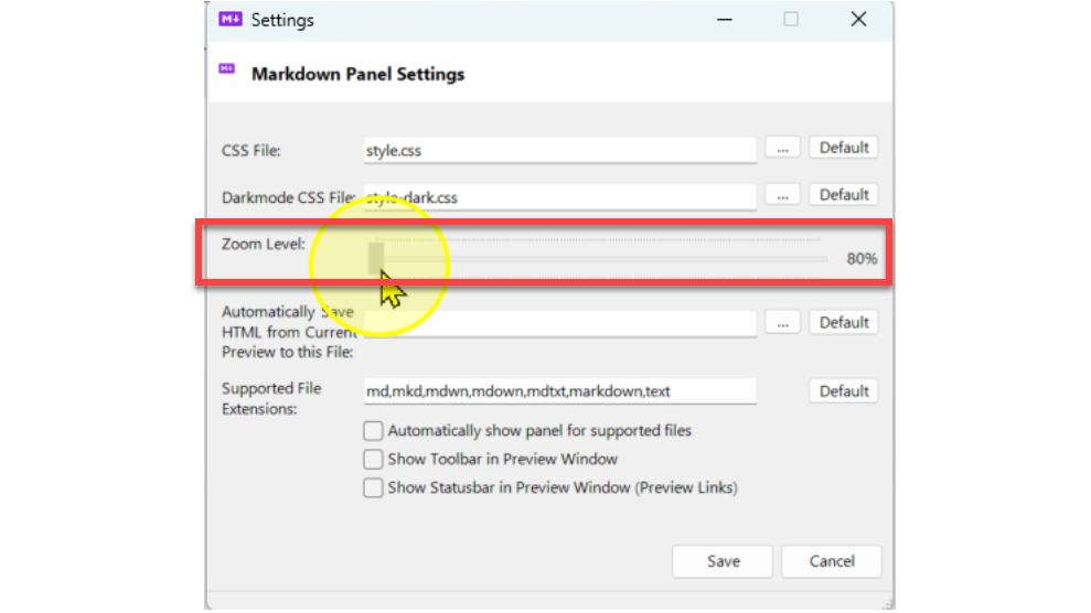 ConfigureMarkdownPanelluginNotePad