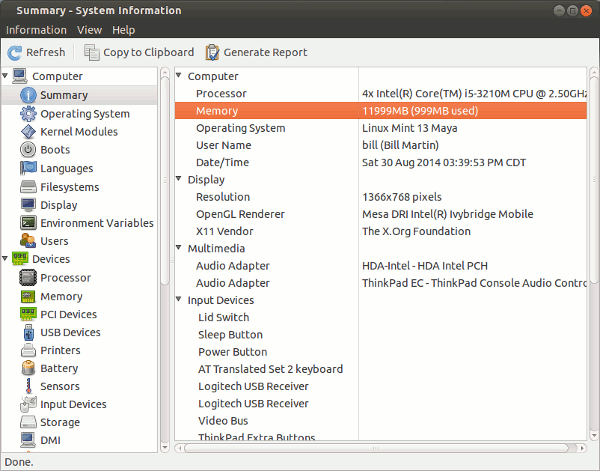 Note the amount of Memory in Megabytes (MB)