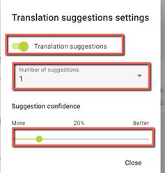 Translation Suggestion Settings