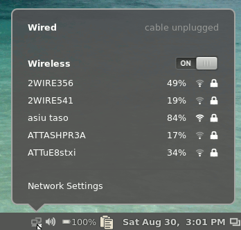 A list of wireless connections
