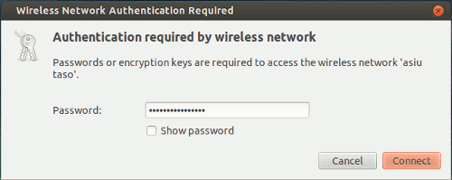 Enter the access key to connect to the wireless network