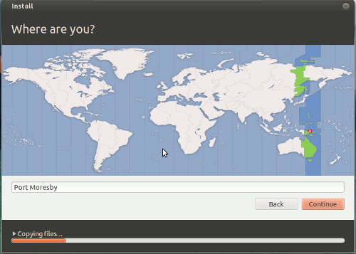 Click on your location on the world map to set the time zone to your location (or a main city in your time zone)